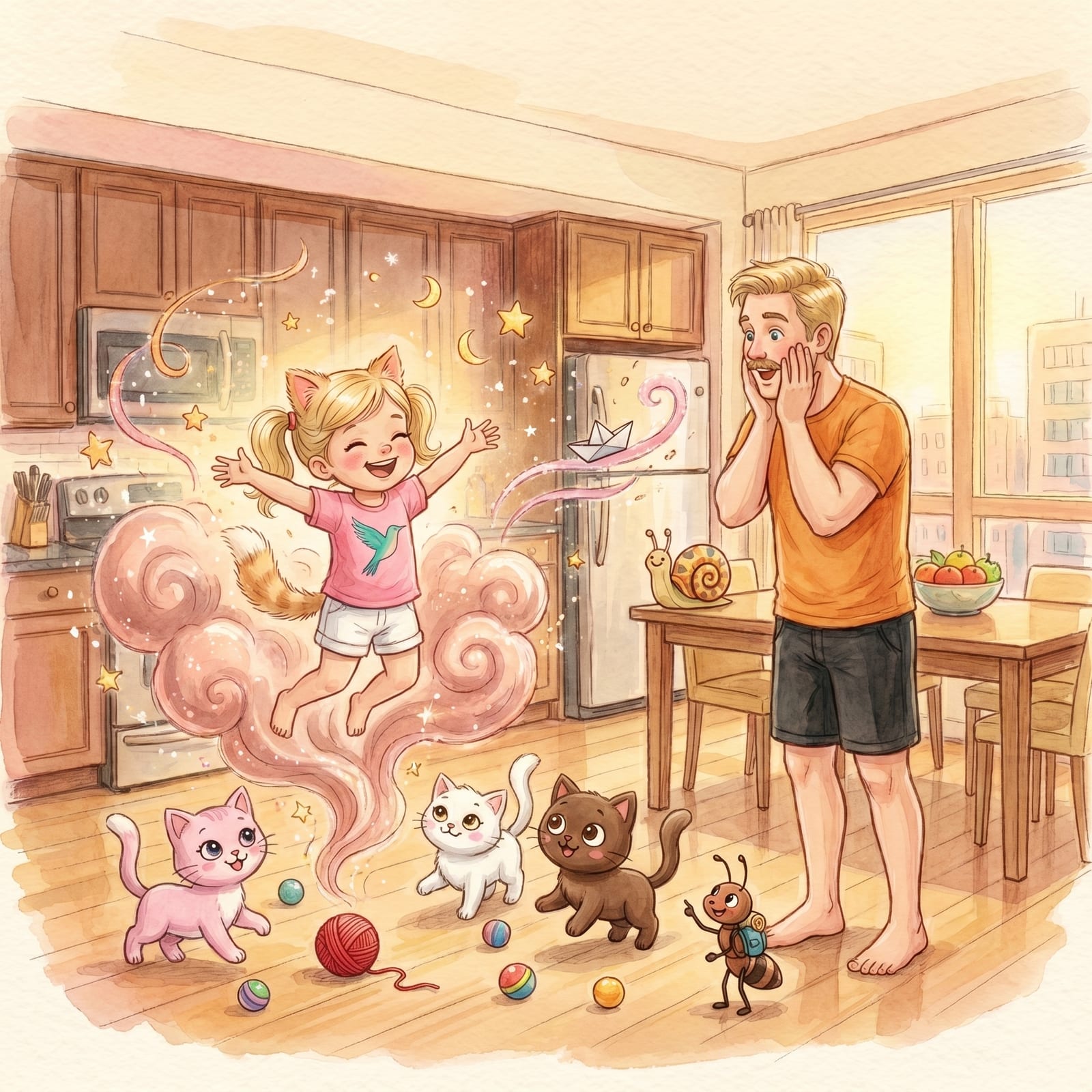 Dad and Nika on a page of their personal fairytale